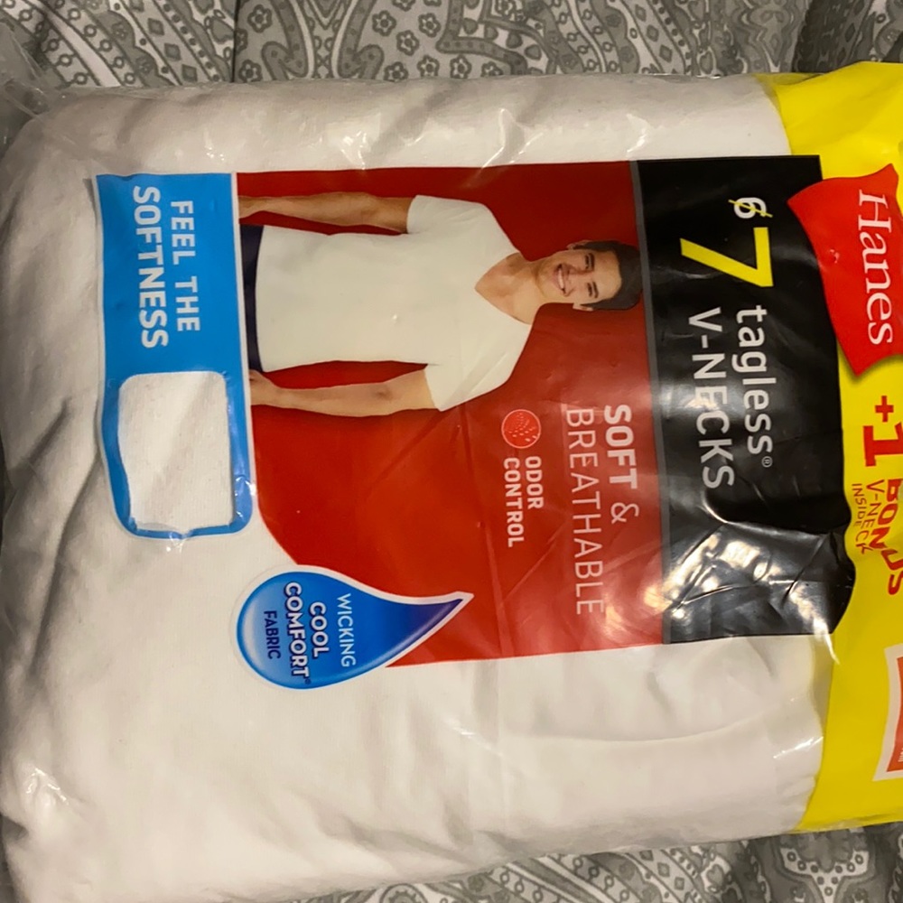 Hanes Men’s Tagless V-Neck Shirts